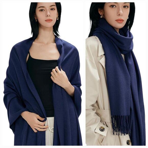 🩵NWOT Blue Lightweight Pashmina Wrap/Shawl/Scarf - Picture 3 of 12